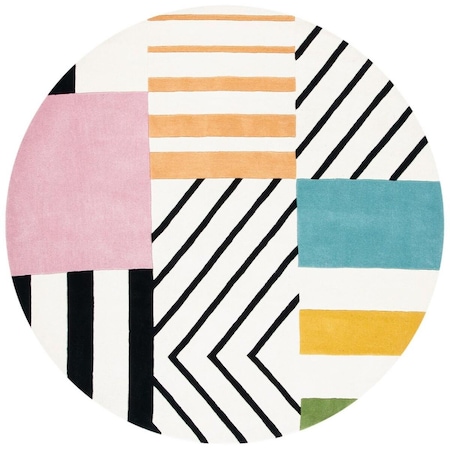Safavieh 5 x 5 ft. Fifth Avenue Hand Tufted Ivory & Black Round Rug FTV122A-5R